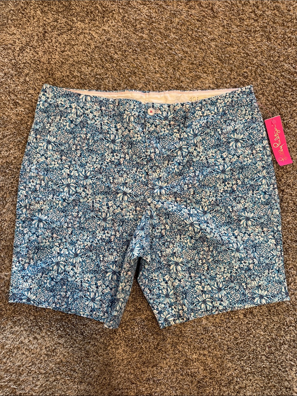 Lilly Pulitzer men’s Beaumont short in Cumulus Blue Blooming Together